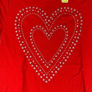 Crazy 8 Youth Girls Heart Pattern Short Sleeved Crew Neck T-Shirt Size XL Red